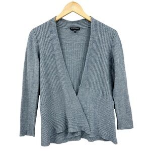 EILEEN FISHER Sweater Open Blue Heather Ribbed Blue